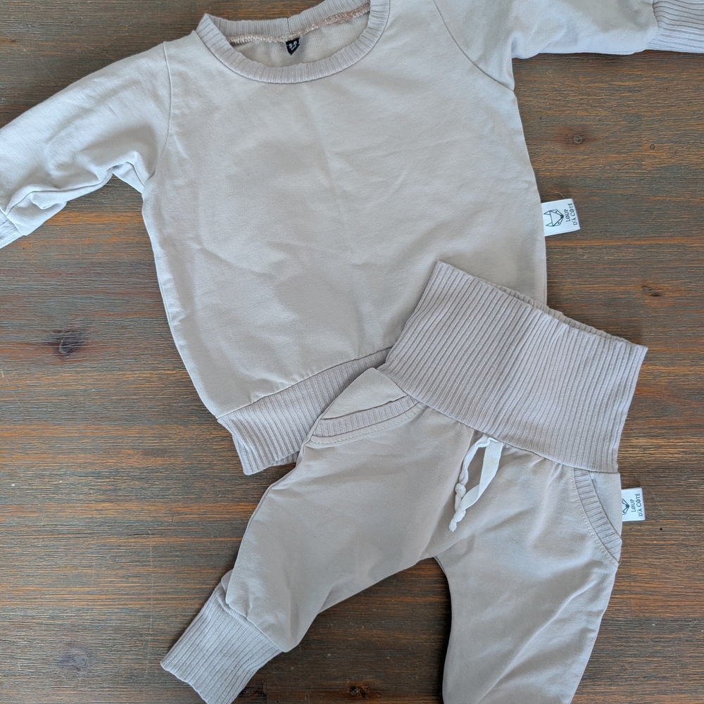 Beige Baby Sweater and Pants Set
